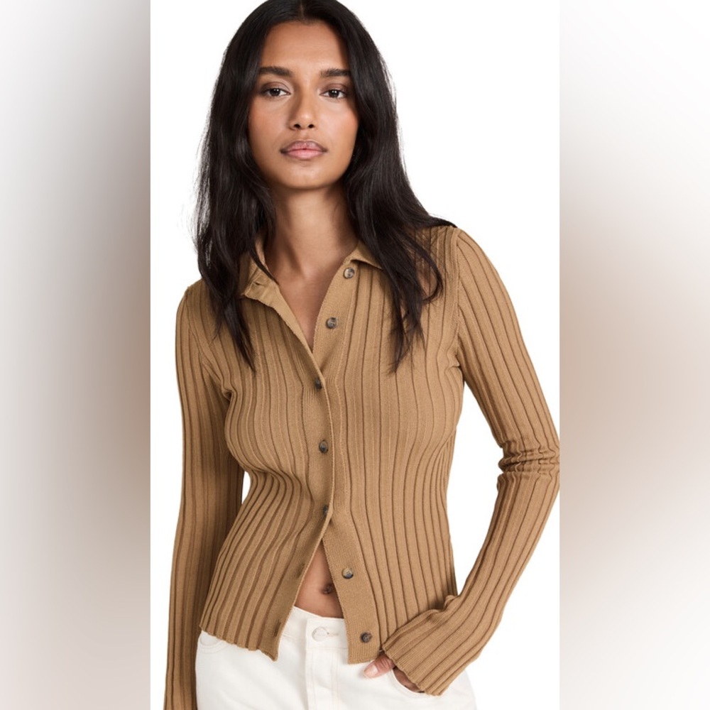 Brand new with tags Anine Bing, Joslyn Ribbed Cardigan: Camel, Size XS